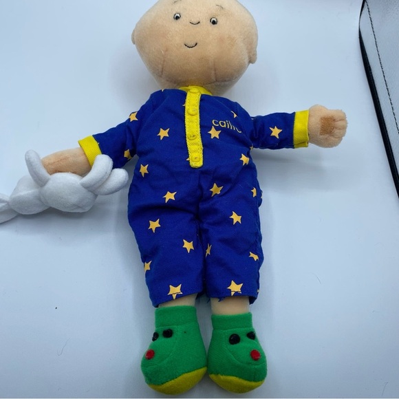 Vintage Caillou Plush with Blanket & Bunny 10” Stuffie Removable Outfit - Picture 2 of 9